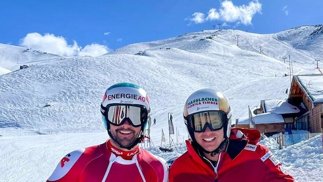 Vincent Kriechmayr (li.) und Markus Salcher (re.) im Trainingslager in Chile. (Bild: Ski Austria)