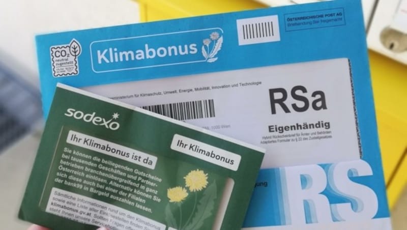 Automatisch aufs Konto oder per Post: Der Klimabonus wird ab Dienstag ausbezahlt. Je nachdem, wo man wohnt, bekommt man zwischen 110 und 220 Euro, Kinder die Hälfte. (Bild: Sodexo)