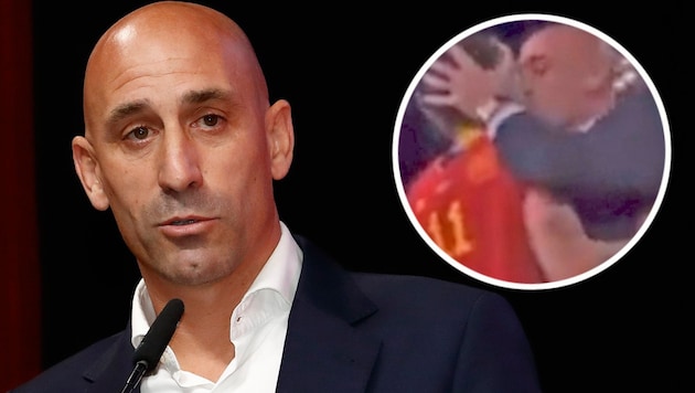 Luis Rubiales has been sentenced to pay a fine in the wake of the kissing scandal. (Bild: Krone KREATIV/ASSOCIATED PRESS)