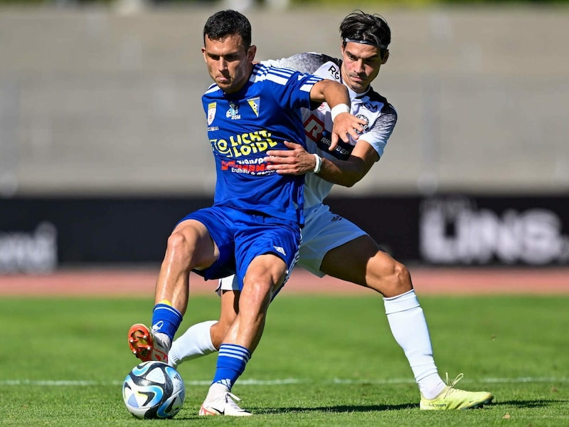 Marko Martinovic (re.) traf zum 1:1-Ausgleich für Bregenz. (Bild: GEPA pictures)