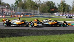 Lando Norris und Oscar Piastri kamen sich in Monza gefährlich nahe. Zum Ärger ihres Teamchefs Andrea Stella. (Bild: AP)