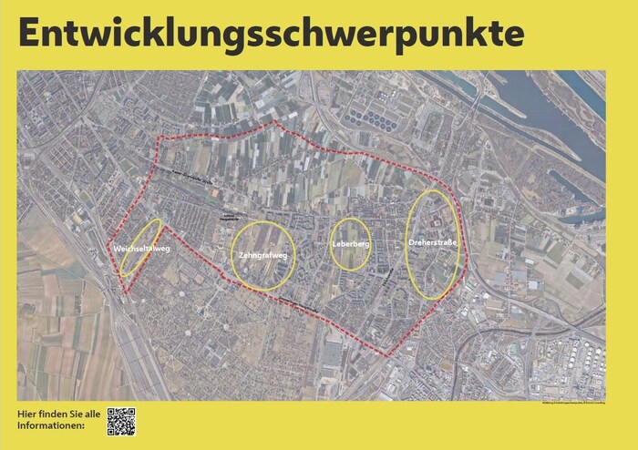 Das Rathaus sieht in Kaiserebersdorf vier „Entwicklungsschwerpunkte“ zur Stadtplanung.