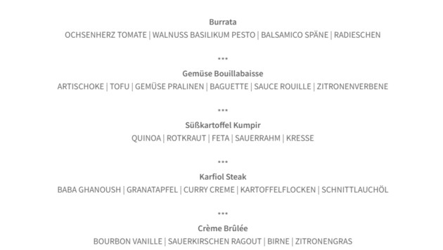 Sie essen kein Fleisch? Auch kein Problem mit dem vegetarischen Menü. (Bild: Le petit chef)