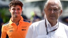 Dr. Helmut Marko (right) finds the penalty for Lando Norris just. (Bild: AFP, krone.at-grafik)