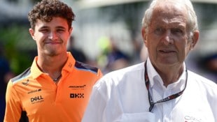 Dr. Helmut Marko (r.) findet die Strafe für Lando Norris gerecht.  (Bild: AFP, krone.at-grafik)