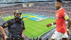 Spezial-Bewachung für Alaba und Co. - die Friends Arena in Stockholm wird beim Quali-Hit am Dienstag zu einer Festung. (Bild: SvFF, EPA)