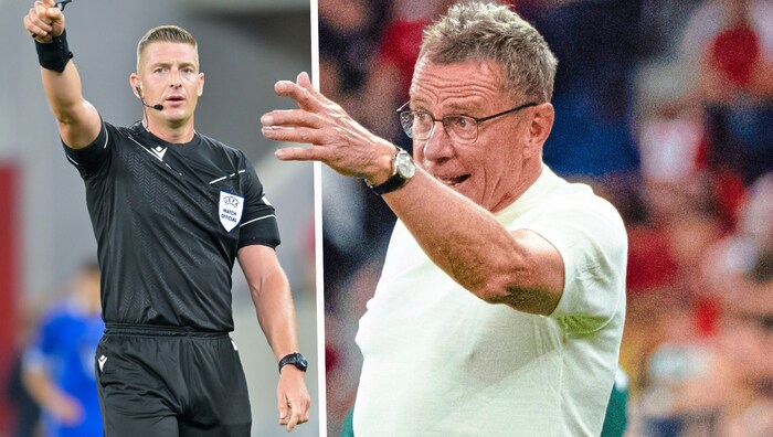 Ralf Rangnick (re.) beschwerte sich über Schiedsrichter Robert Jones.