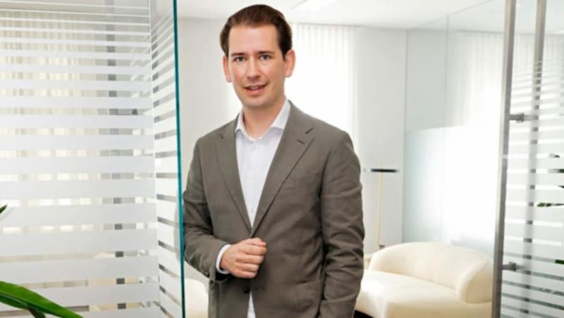 Khakifarbenes Leinensakko, dazu ein weißes Hemd, Sporthose und Sneakers: Sebastian Kurz in seinem neuen Büro an der Wiener Ringstraße (Bild: Groh Klemens)