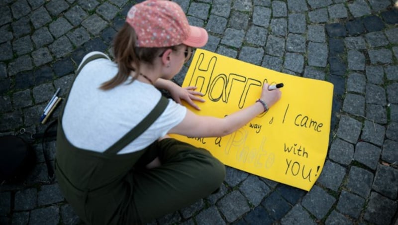 Fans, die bereits stundenlang auf Prinz Harry warteten, wurden enttäuscht. (Bild: Fabian Strauch / dpa / picturedesk.com)