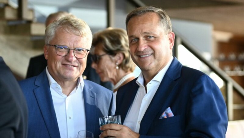 Bürgermeister Klaus Luger und Dietmar Kerschbaum, der künstlerische Leiter der LIVA. (Bild: Markus Wenzel)