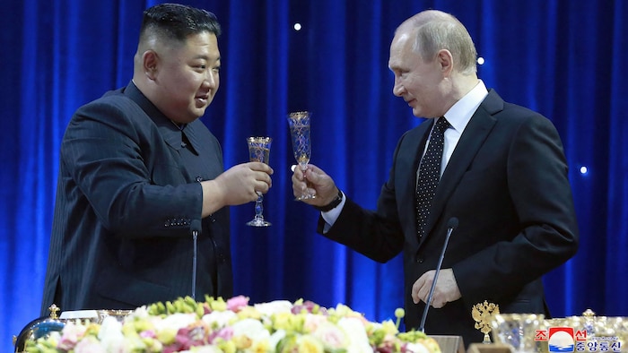 Nordkoreas Machthaber Kim Jong-un (links) und Kreml-Chef Wladimir Putin (rechts) könnten ...