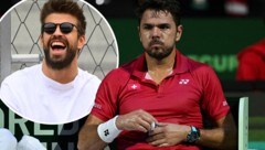 Stanislas Wawrinka (re.) schießt gegen Gerard Pique. (Bild: APA/AFP/Paul ELLIS, APA/Josep LAGO)