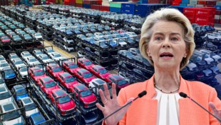 Billig-E-Autos aus China überfluten den europäischen Markt. Immer öfter kommt die Forderung an von der Leyen, man müsse endlich die europäische Wirtschaft besser schützen. (Bild: APA/Picturedesk, Krone KREATIV)