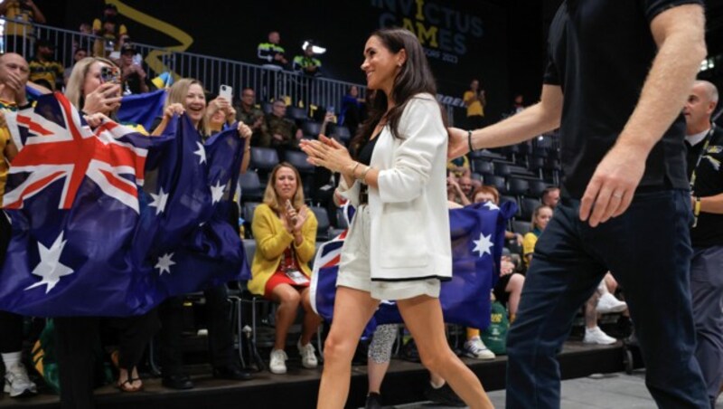 Herzogin Meghan kam in Shorts zu einem Spiel der Invictus Games. (Bild: APA/AFP/Odd ANDERSEN)