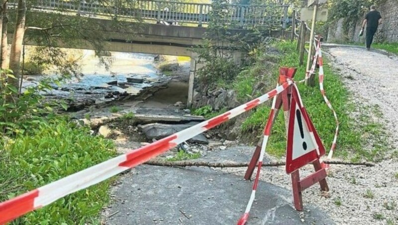 Diese Unterführung an der Vellach ist seit Anfang August nicht mehr begeh- oder befahrbar. (Bild: Hronek Eveline)