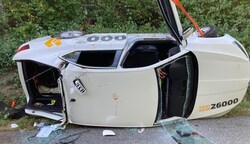 Der schwer verletzte Taxler verlor auf der Flucht die Kontrolle über sein Fahrzeug. (Bild: LPD NÖ)
