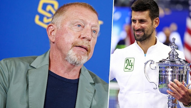 Boris Becker lobte seinen Ex-Schützling Novak Djokovic. (Bild: APA/dpa/Matthias Balk, APA/Getty Images via AFP/GETTY IMAGES/CLIVE BRUNSKILL, krone.at-kreativ)