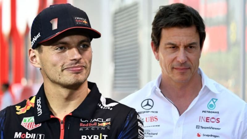 Max Verstappen und Toto Wolff (Bild: APA/AFP/Lillian SUWANRUMPHA, APA/Ferenc ISZA, krone.at-kreativ)