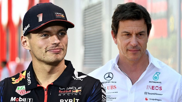 Max Verstappen (links) hat sich über die Aussagen von Toto Wolff durchaus amüsiert gezeigt.