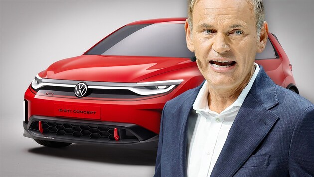 VW-Konzernvorstandschef Oliver Blume: „Veränderung wie noch nie.“ (Bild: Ivo Hercik, EPA/Ronald Wittek, Krone KREATIV)