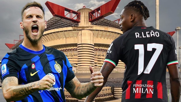 Derby della Madonnina: Inter Milan face city rivals AC Milan. (Bild: GEPA, Photoshop)