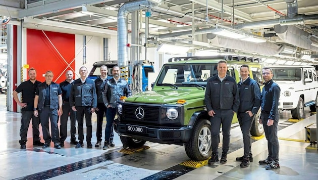 Im April lief in Thondorf der 500.000. Mercedes G vom Band (Bild: Magna)