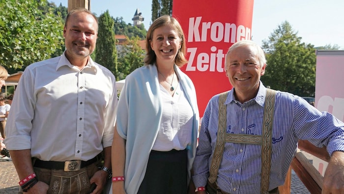 Mediaprint-Anzeigenleiter Alf Markus, Tourismuslandesrätin Barbara Eibinger-Miedl und ...