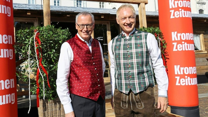 „Steirerkrone“-Chefredakteur Klaus Herrmann und „Krone“-Geschäftsführer Gerhard Valeskini