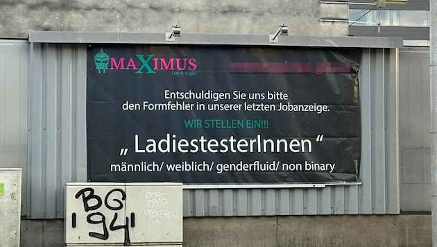 Dieses Plakat erregt in Graz die Gemüter - in allen Belangen. (Bild: Jennifer Kapellari, Krone KREATIV)