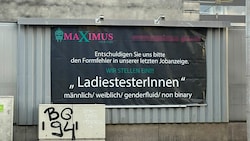 Dieses Plakat erregt in Graz die Gemüter - in allen Belangen. (Bild: Jennifer Kapellari, Krone KREATIV)