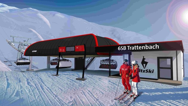 Animation des Projektes „Trattenbach“ im Skigebiet Kitzbühel. (Bild: KitzSki)
