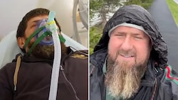 Beide Aufnahmen sollen Ramsan Kadyrow zeigen - doch welche echt und welche ein Fake ist, ist unklar. (Bild: Telegram)