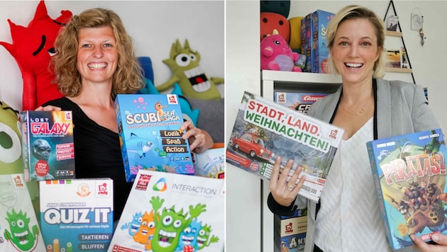Carina Schmiedseder (r.) hält mit Gertrude Kurzmann (l.) die Mehrheit an der Gamelab GmbH, die auch die Produkte von Rudy Games weiter vertreibt. (Bild: Markus Wenzel, Gamelab GmbH)