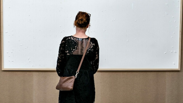 Ein dänischer Künstler hatte sein Werk in „Nimm das Geld und verschwinde“ umbenannt. Ursprünglich hätte er Geldscheine auf Leinwände kleben sollen. (Bild: AFP/Ritzau Scanpix/Henning Bagger)