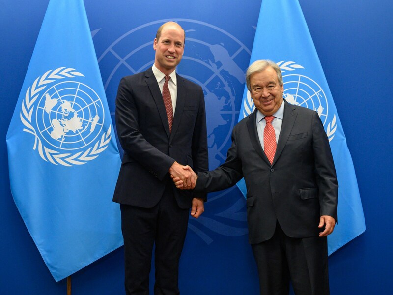 Prinz William beim Treffen mit António Guterres (Bild: APA/Getty Images via AFP/GETTY IMAGES/POOL)