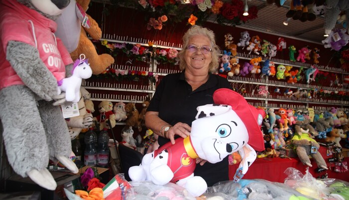 Senior boss Johanna stands at the shooting gallery....