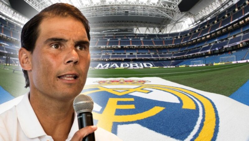 Tennis-Star Rafael Nadal kann sich vorstellen eines Tages Präsident von Real Madrid zu werden. (Bild: APA/AFP/Thomas COEX, APA/JAIME REINA, krone.at-kreativ)