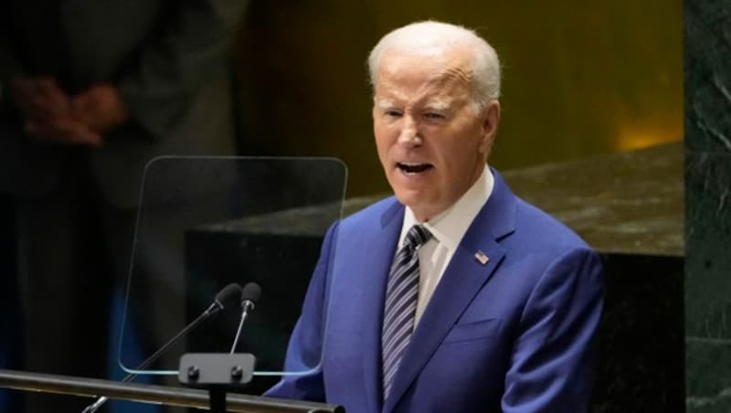 US-Präsident Joe Biden während seiner Rede in New York (Bild: AP)