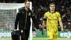 Dortmunds Marcel Sabitzer musste in der 12. Spielminute gegen Paris St. Germain verletzt ausgewechselt werden. (Bild: APA/AFP/FRANCK FIFE)