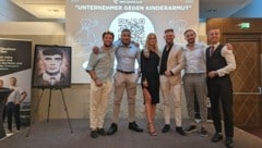 Gemeinsam gegen Kinderarmut: (von links) Andreas Kraus, Geschäftsführer NDA Agency; Justin Bunyi, Content Creator & Founder GC Agency; Immobilienexpertin Julia Fuchs; Immobilienexperte Artjom Chechik; Selbstmotivationsexperte Dalibor Ostojic und Impact-Millions-Podcaster/Netzwerkgründer Chris Ebner. (Bild: zVG)