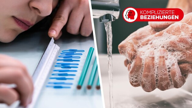 No mixing colors, opening and closing doors three times, washing hands for four minutes, only stepping on every other tile: Those affected are restricted in their lifestyle. (Bild: Krone KREATIV, stock.adobe.com)