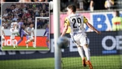 Florian Flecker traf zum 1:0. (Bild: GEPA pictures, Screenshot/Sky)