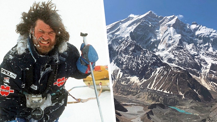 Das Annapurna-Massiv (re.) ließ Reinhold Messner (li.) vom Gipfel-Thron stürzen.