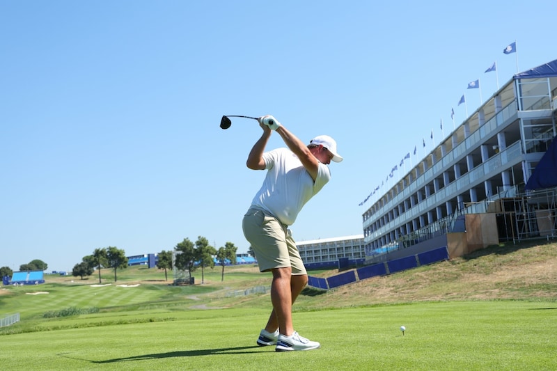 Bernd Wiesberger sieht Sepp Straka (hier beim Training in Rom) vor dem Ryder Cup in Rom in überragender Form. (Bild: Ryder Cup Europe)