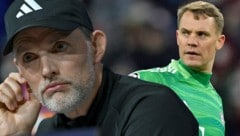 Thomas Tuchel (links) scheint bezüglich Manuel Neuer etwas ratlos zu sein. (Bild: AP)