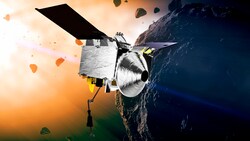 Schon die Entnahme der Probe vom Asteroiden Bennu war spektakulär - jetzt soll sie ähnlich spektakulär zurückgebracht werden: Abgeworfen von „Osiris-Rex“ soll die Kapsel am Sonntag in der Wüste Utahs landen - während die NASA-Sonde selbst sich schon wieder aufmacht zu neuer Forschung. (Bild: AP)