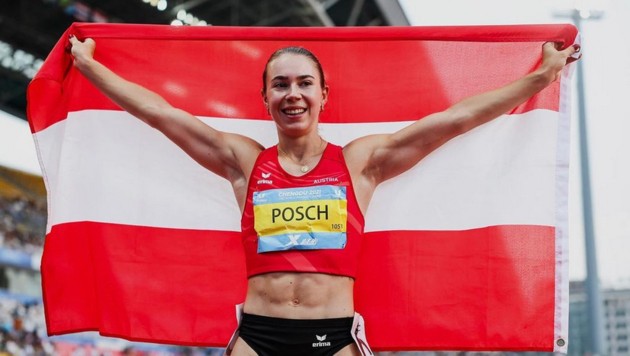 Isabel Posch schaffte 2023 drei Siebenkämpfe über 6000 Punkte und holte in China Universiade-Gold. (Bild: University Games )