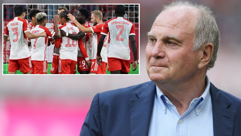 Does Uli Hoeneß have certain players in his sights when he says that there must be departures? (Bild: GEPA pictures, APA/AFP/CHRISTOF STACHE, krone.at-kreativ)