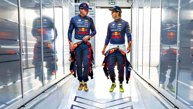 Max Verstappen (l.) und Sergio Perez (Bild: Getty Images / Red Bull Content Pool)