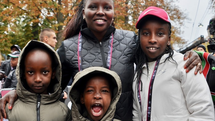Kipchoges Frau und Kinder im Prater